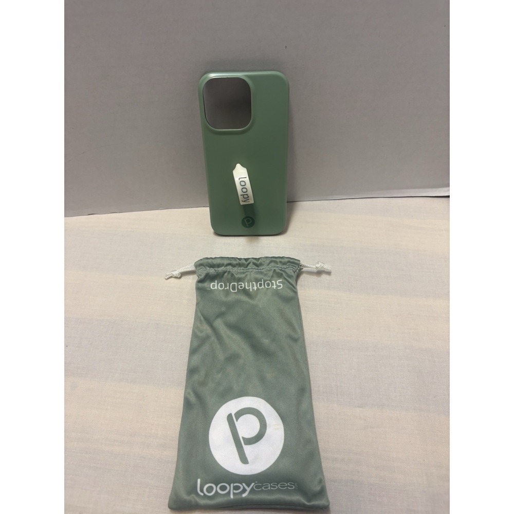 Loopy Case For iPhone 12, 13, 14, 15 Righty 6.1" Pro Models Matte Green W/ Bag